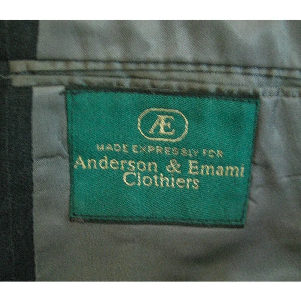 Anderson & Emami Mens Size 44L Dark Gray 100% Wool Sport Coat Blazer Suit Jacket